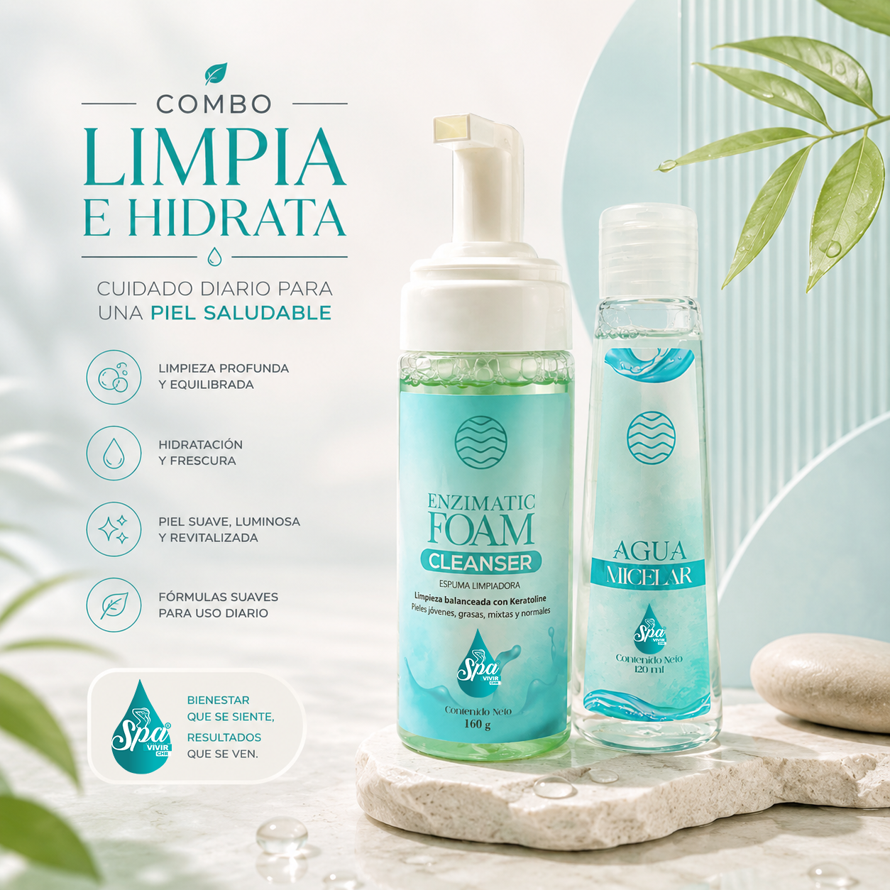 Enzymatic foam + agua micelar