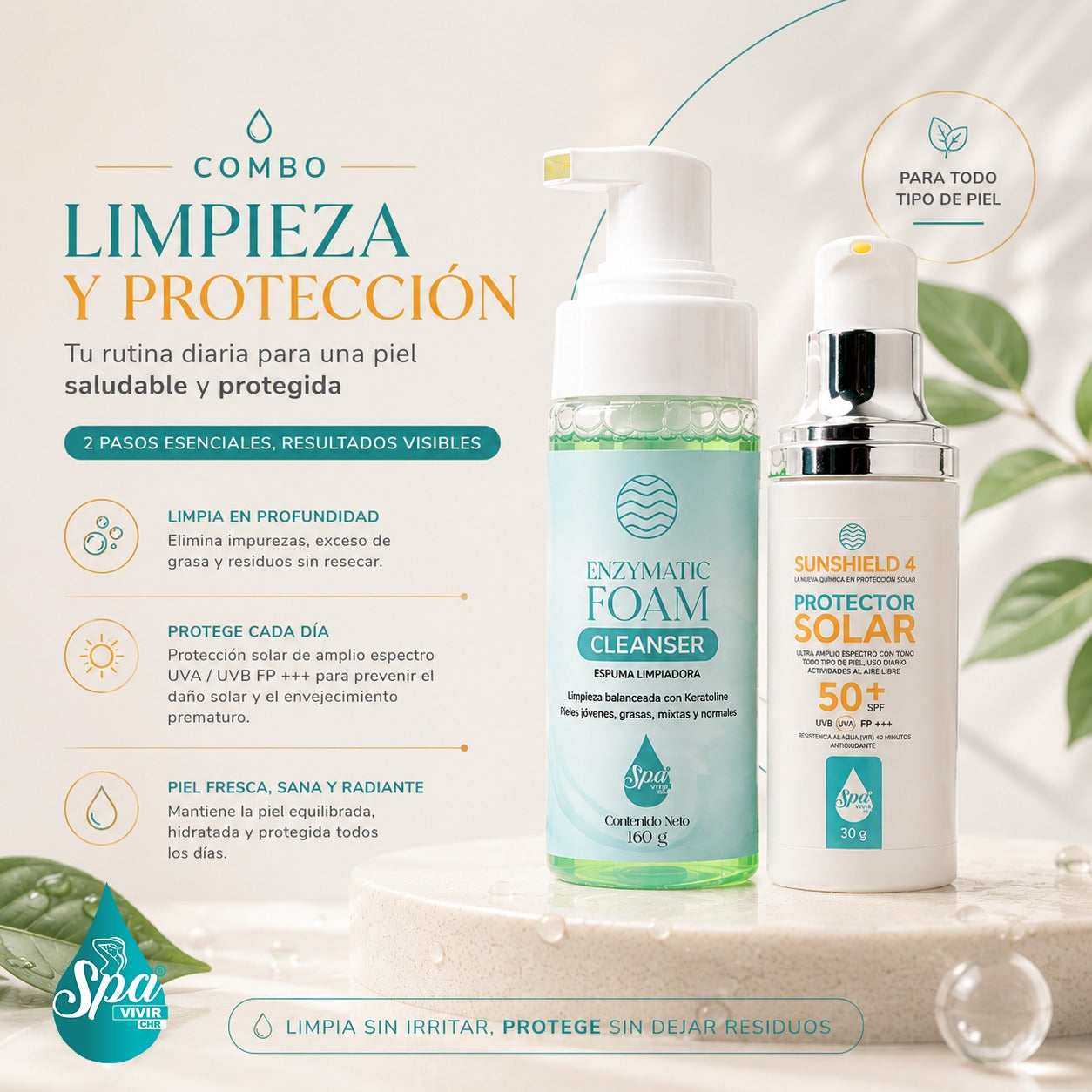 Enzymatic foam + Protector sunshield