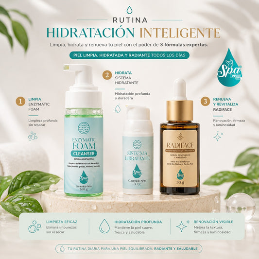 Enzymatic foam + Sistema hidratante + Radiface
